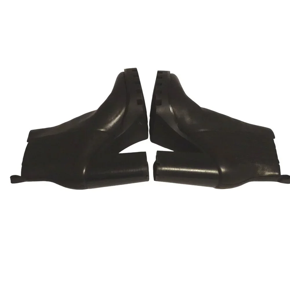 Antonio Melani Black Leather Chunky Lug Block Heel Chelsea Boots Women Size 9 M - Picture 5 of 9
